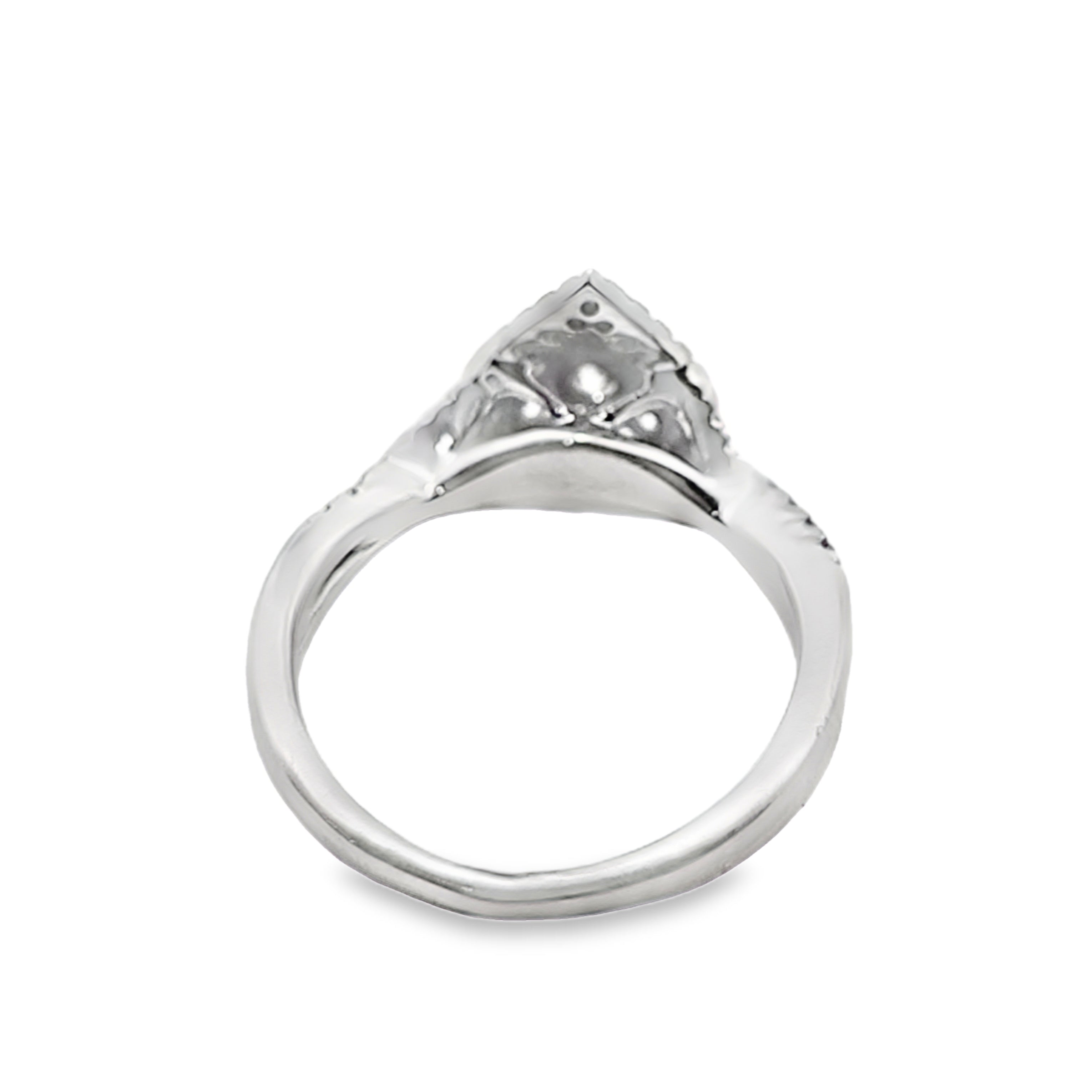 14K White Gold Diamond Engagement Ring 0.50 ctw | Pear Cut Halo Design – Jewelry Palace Lithonia GA