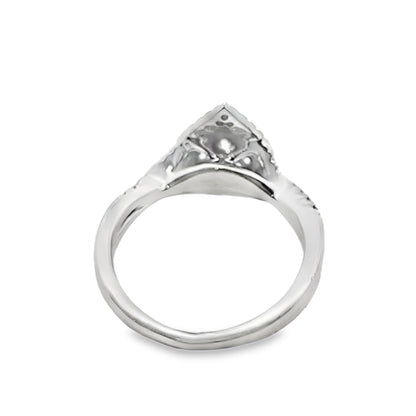 14K White Gold Diamond Engagement Ring 0.50 ctw | Pear Cut Halo Design – Jewelry Palace Lithonia GA