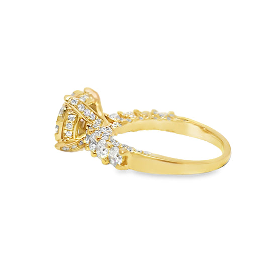 10K Yellow Gold Diamond Ring 2.44 ctw | Round Cut Cluster Design – Jewelry Palace Lithonia GA