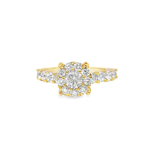 10K Yellow Gold Diamond Ring 0.50 ctw | Round Cut Cluster Design – Jewelry Palace Lithonia GA