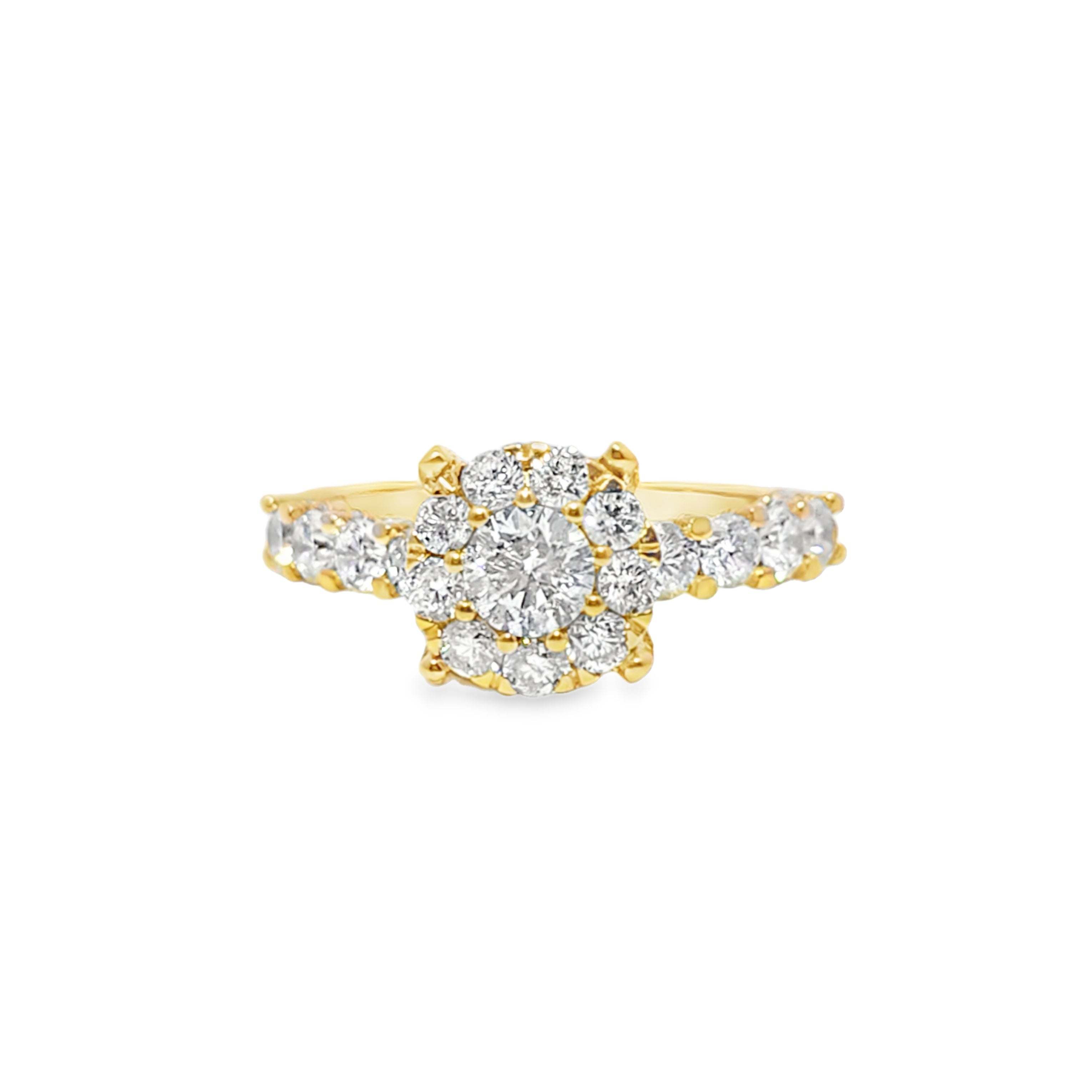 10K Yellow Gold Diamond Ring 2.44 ctw | Round Cut Cluster Design – Jewelry Palace Lithonia GA