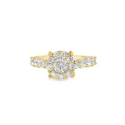 10K Yellow Gold Diamond Ring 0.50 ctw | Round Cut Cluster Design – Jewelry Palace Lithonia GA