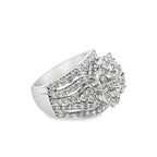 14K White Gold Diamond Flower Cluster Ring 2.95 ctw | Round Brilliant Diamonds – Jewelry Palace Lithonia GA