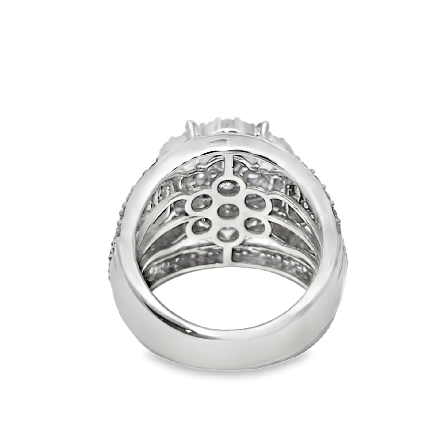 14K White Gold Diamond Flower Cluster Ring 2.95 ctw | Round Brilliant Diamonds – Jewelry Palace Lithonia GA