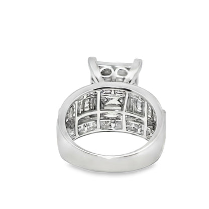 10K White Gold Square Diamond Cinderella Ring 1.90 ctw | Baguette & Round Cut Statement Ring – Jewelry Palace Lithonia GA
