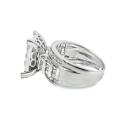 10K White Gold Square Diamond Cinderella Ring 1.90 ctw | Baguette & Round Cut Statement Ring – Jewelry Palace Lithonia GA
