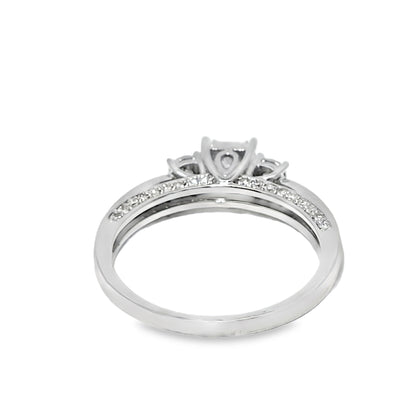 14K White Gold Princess Cut Diamond Engagement Ring 0.51 ctw | Elegant Three-Stone Design – Jewelry Palace Lithonia GA