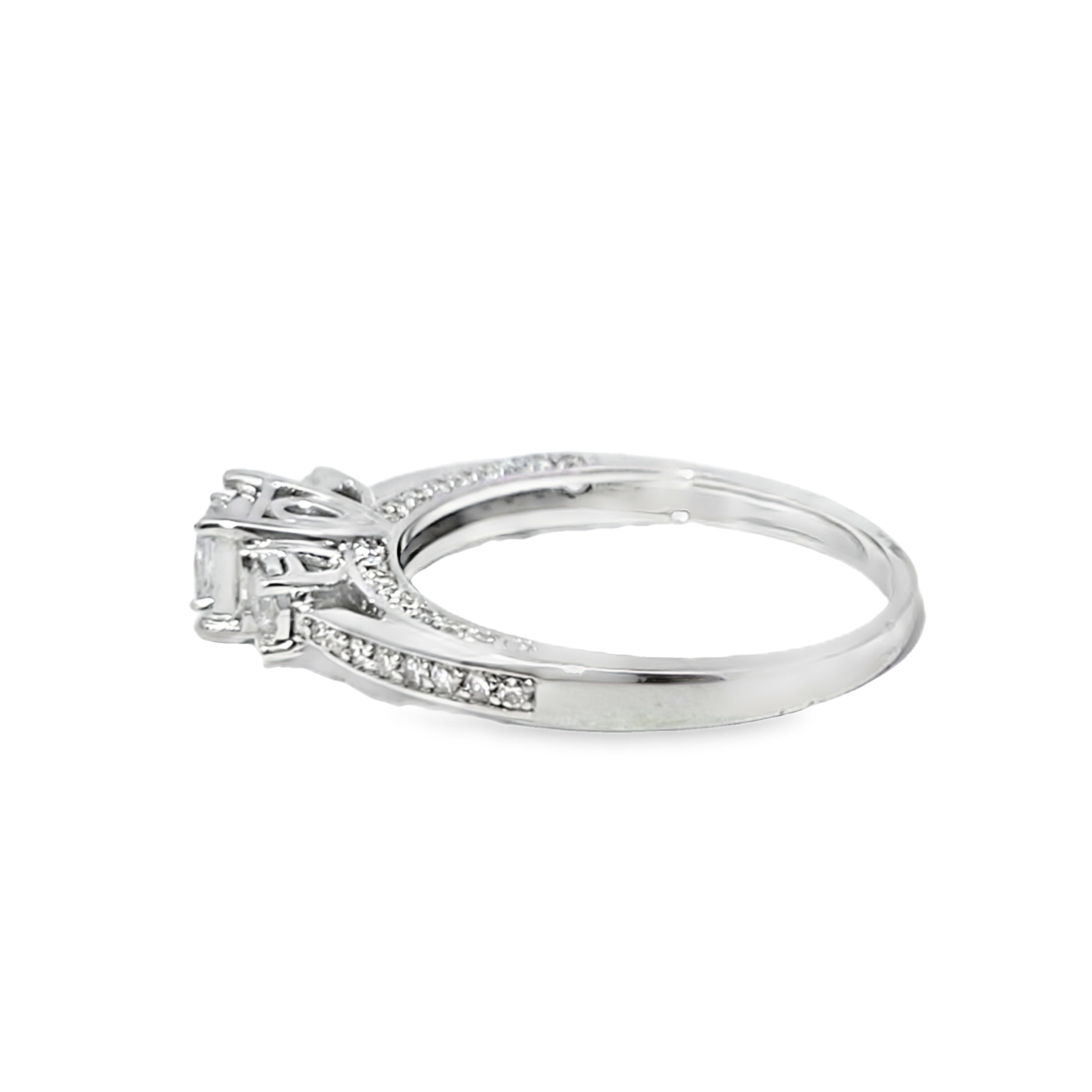 14K White Gold Princess Cut Diamond Engagement Ring 0.51 ctw | Elegant Three-Stone Design – Jewelry Palace Lithonia GA