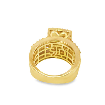 14K Yellow Gold Square Cut Diamond Cluster Ring 2.88 ctw | Bold Luxury Statement – Jewelry Palace Lithonia GA