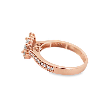 14K Rose Gold Pear Cut Diamond Halo Engagement Ring 1.00 ctw | Romantic Bridal Jewelry – Jewelry Palace Lithonia GA