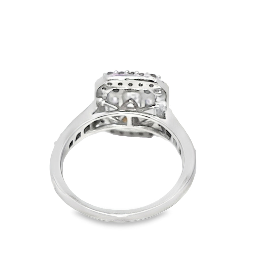 14K White Gold Emerald Cut Diamond Halo Engagement Ring 1.50 ctw | Elegant Bridal Set – Jewelry Palace Lithonia GA