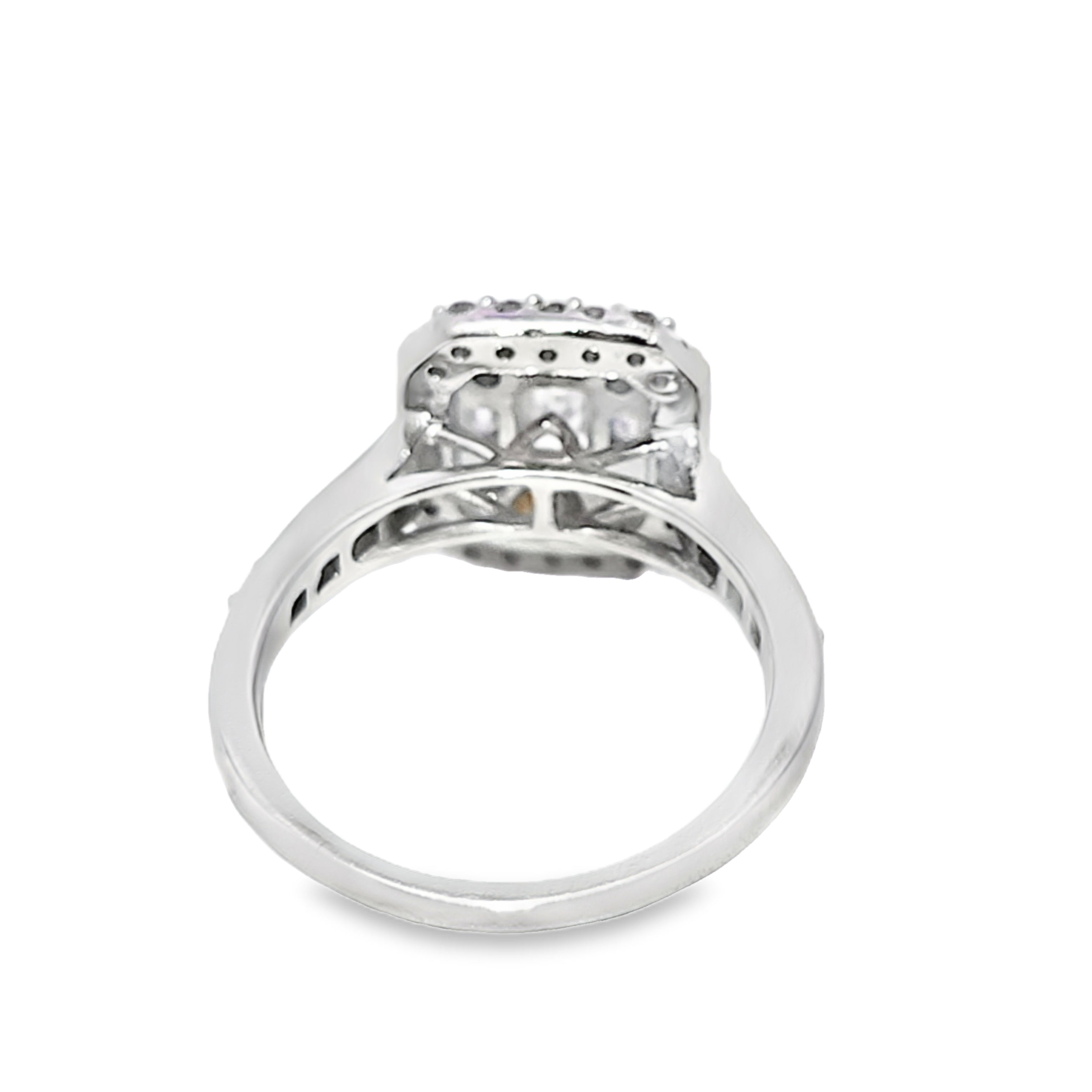 14K White Gold Emerald Cut Diamond Halo Engagement Ring 1.50 ctw | Elegant Bridal Set – Jewelry Palace Lithonia GA