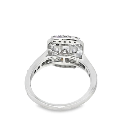 14K White Gold Emerald Cut Diamond Halo Engagement Ring 1.50 ctw | Elegant Bridal Set – Jewelry Palace Lithonia GA