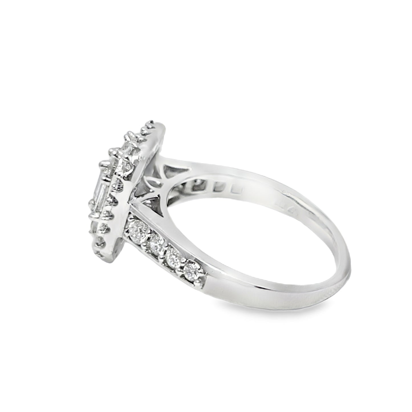 14K White Gold Emerald Cut Diamond Halo Engagement Ring 1.50 ctw | Elegant Bridal Set – Jewelry Palace Lithonia GA