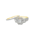 14K Yellow Gold Emerald Cut Diamond Halo Engagement Ring 1.48 ctw | Elegant Bridal Set – Jewelry Palace Lithonia GA
