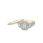 14K Yellow Gold Emerald Cut Diamond Halo Engagement Ring 1.48 ctw | Elegant Bridal Set – Jewelry Palace Lithonia GA