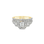 14K Yellow Gold Emerald Cut Diamond Halo Engagement Ring 1.48 ctw | Elegant Bridal Set – Jewelry Palace Lithonia GA