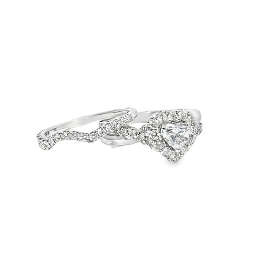 14K White Gold Heart Shaped Diamond Halo Ring 1.40 ctw | Romantic Bridal & Fashion Jewelry – Jewelry Palace Lithonia GA
