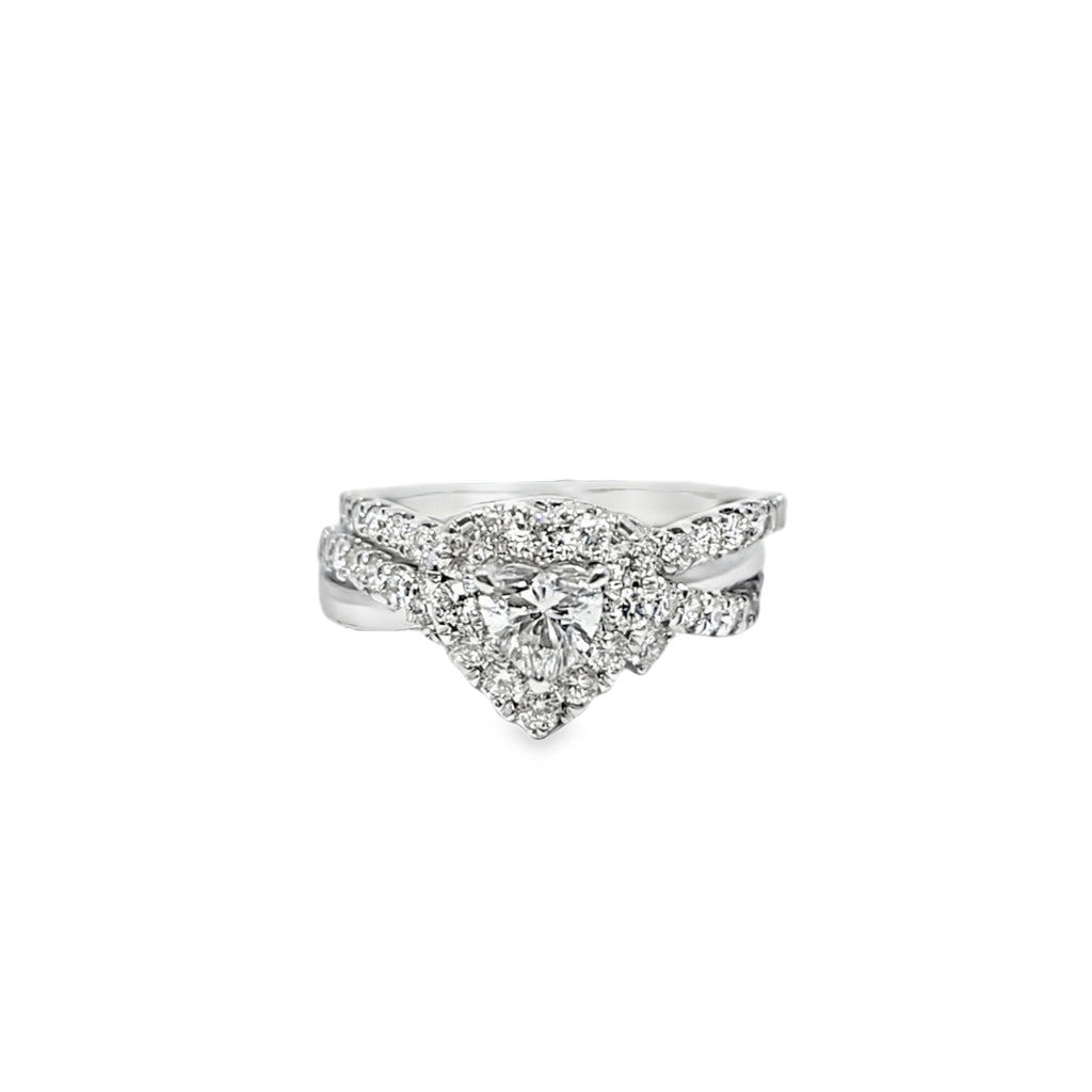 14K White Gold Heart Shaped Diamond Halo Ring 1.40 ctw | Romantic Bridal & Fashion Jewelry – Jewelry Palace Lithonia GA