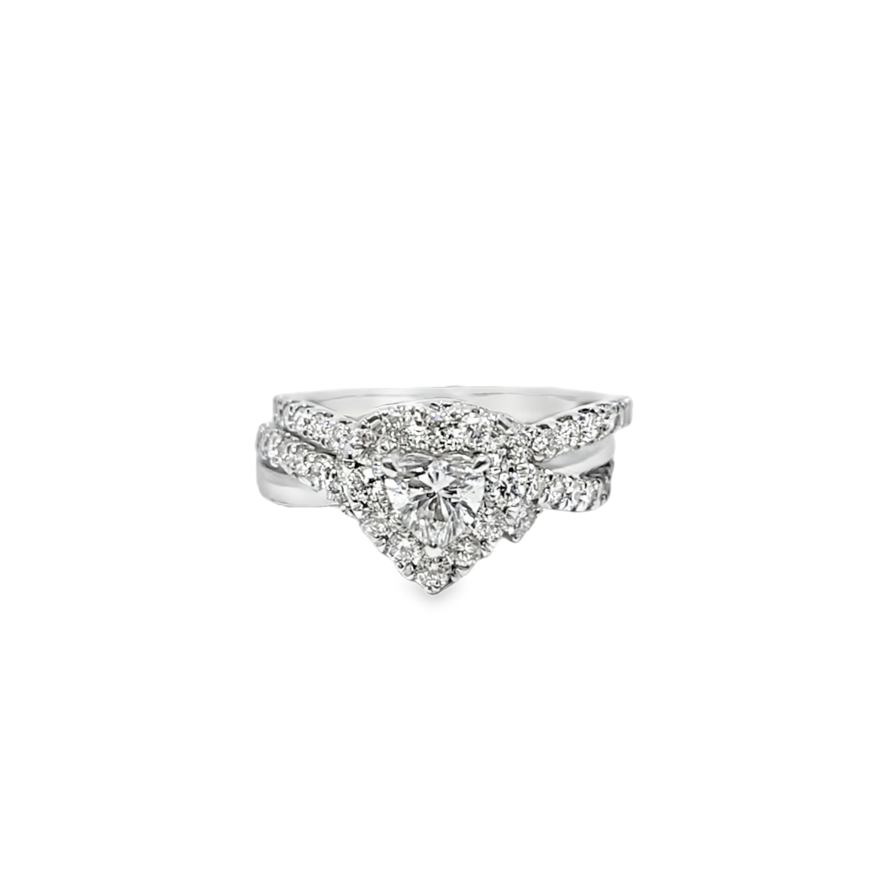 14K White Gold Heart Shaped Diamond Halo Ring 1.40 ctw | Romantic Bridal & Fashion Jewelry – Jewelry Palace Lithonia GA