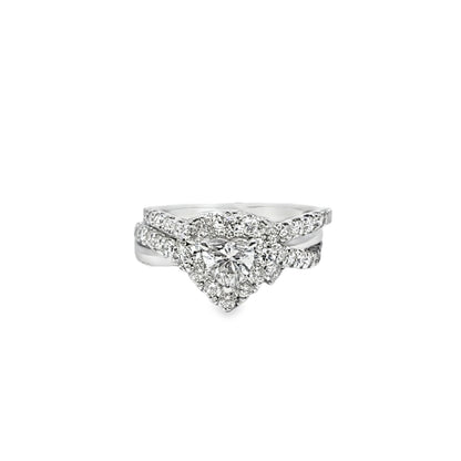 14K White Gold Heart Shaped Diamond Halo Ring 1.40 ctw | Romantic Bridal & Fashion Jewelry – Jewelry Palace Lithonia GA