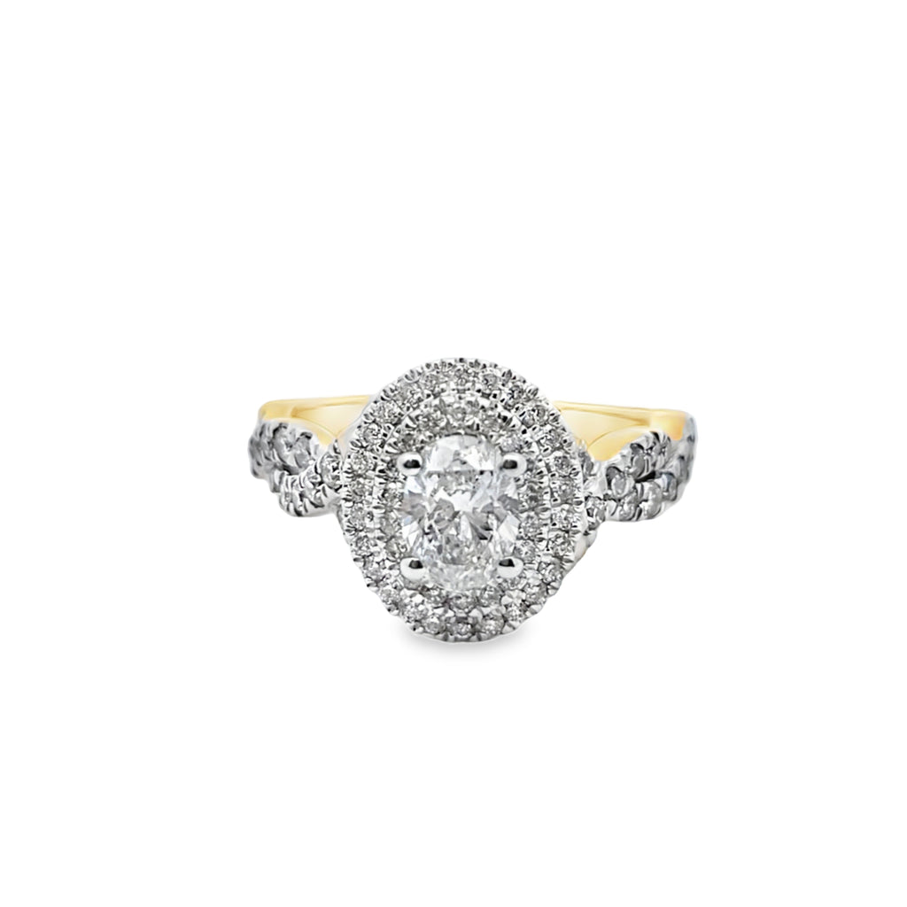 14K Yellow Gold Oval Cut Diamond Double Halo Engagement Ring 1.50 ctw | Elegant Bridal Jewelry – Jewelry Palace Lithonia GA