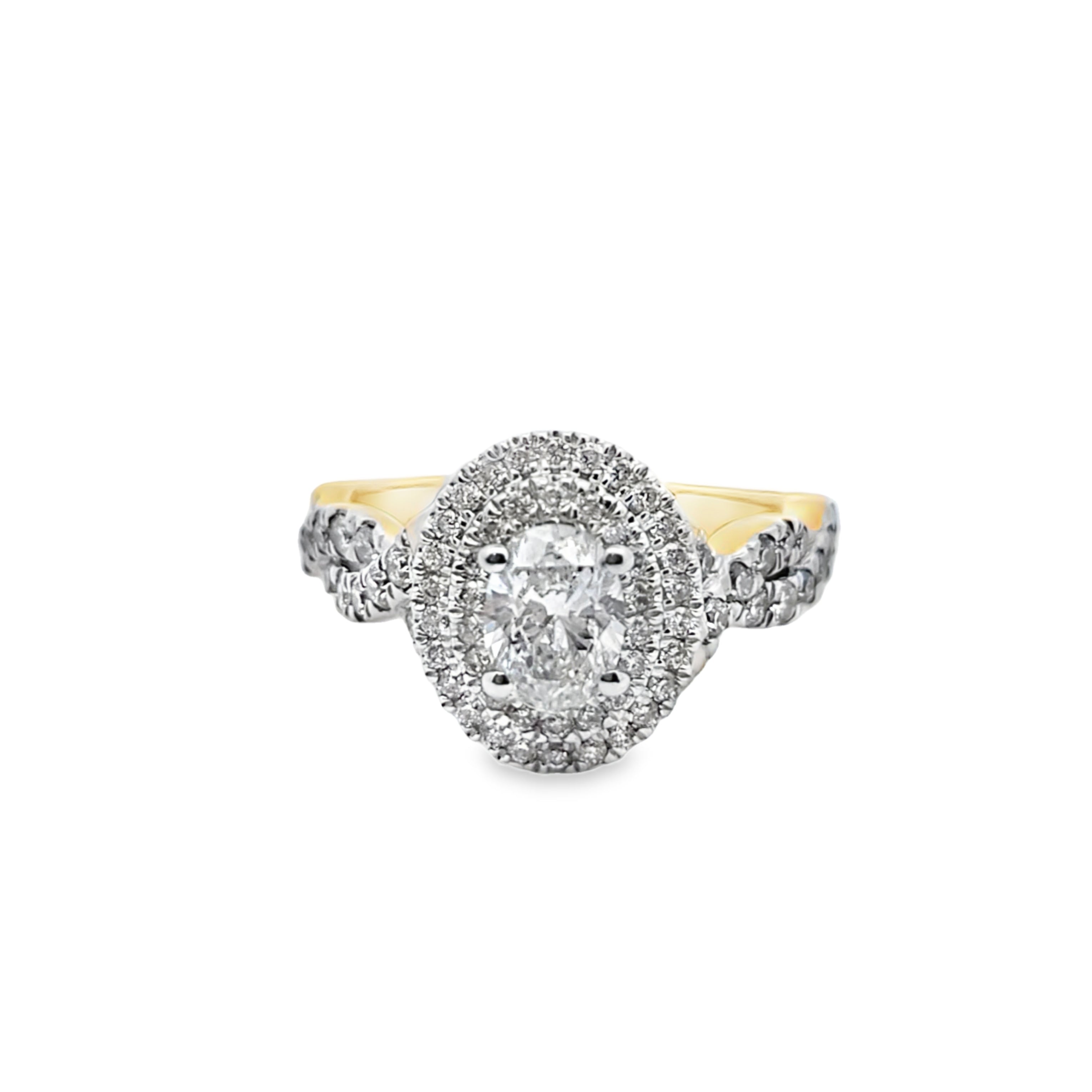 14K Yellow Gold Oval Cut Diamond Double Halo Engagement Ring 1.50 ctw | Elegant Bridal Jewelry – Jewelry Palace Lithonia GA