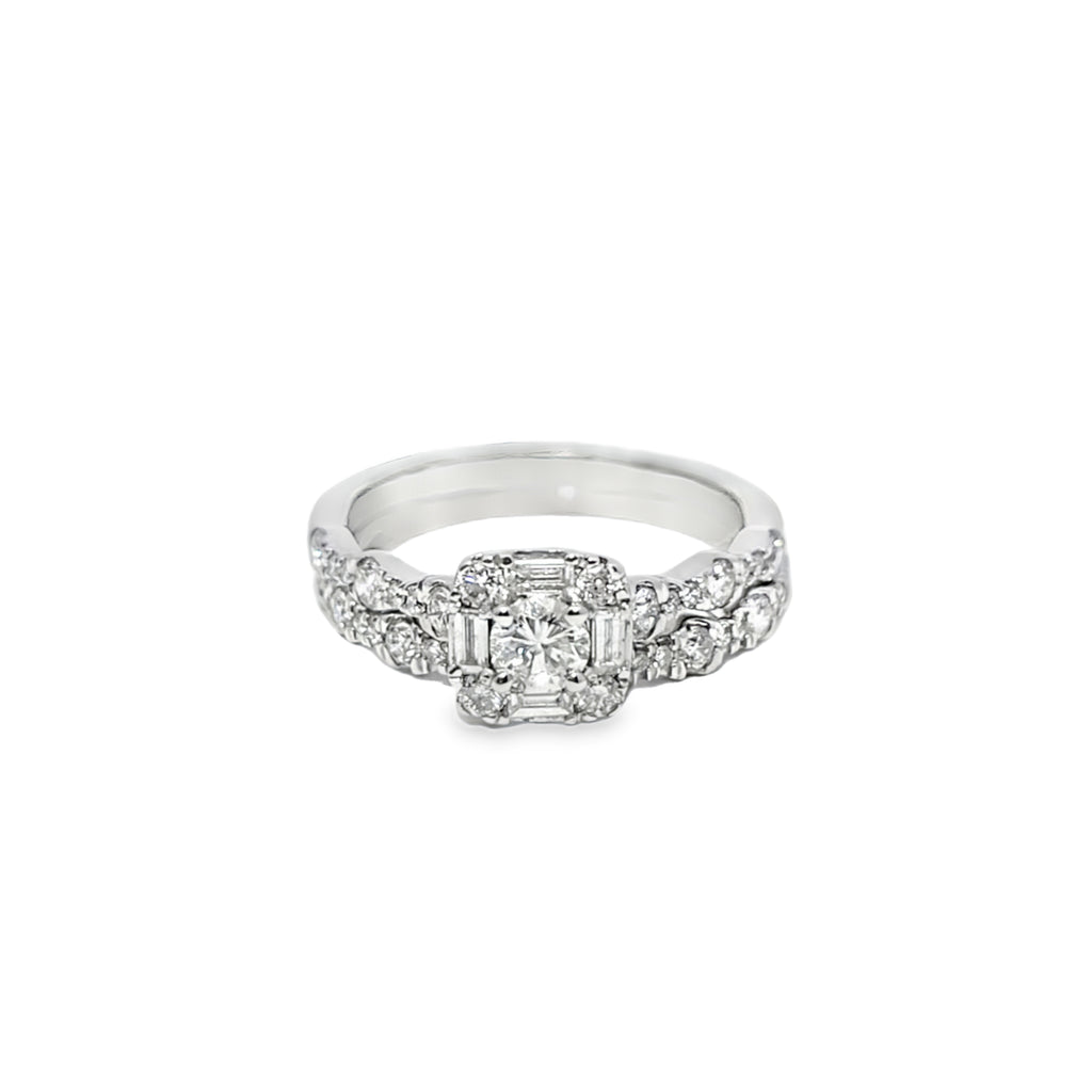 14K White Gold Princess Cut Diamond Engagement Ring 1.00 ctw | Elegant Bridal Set – Jewelry Palace Lithonia GA
