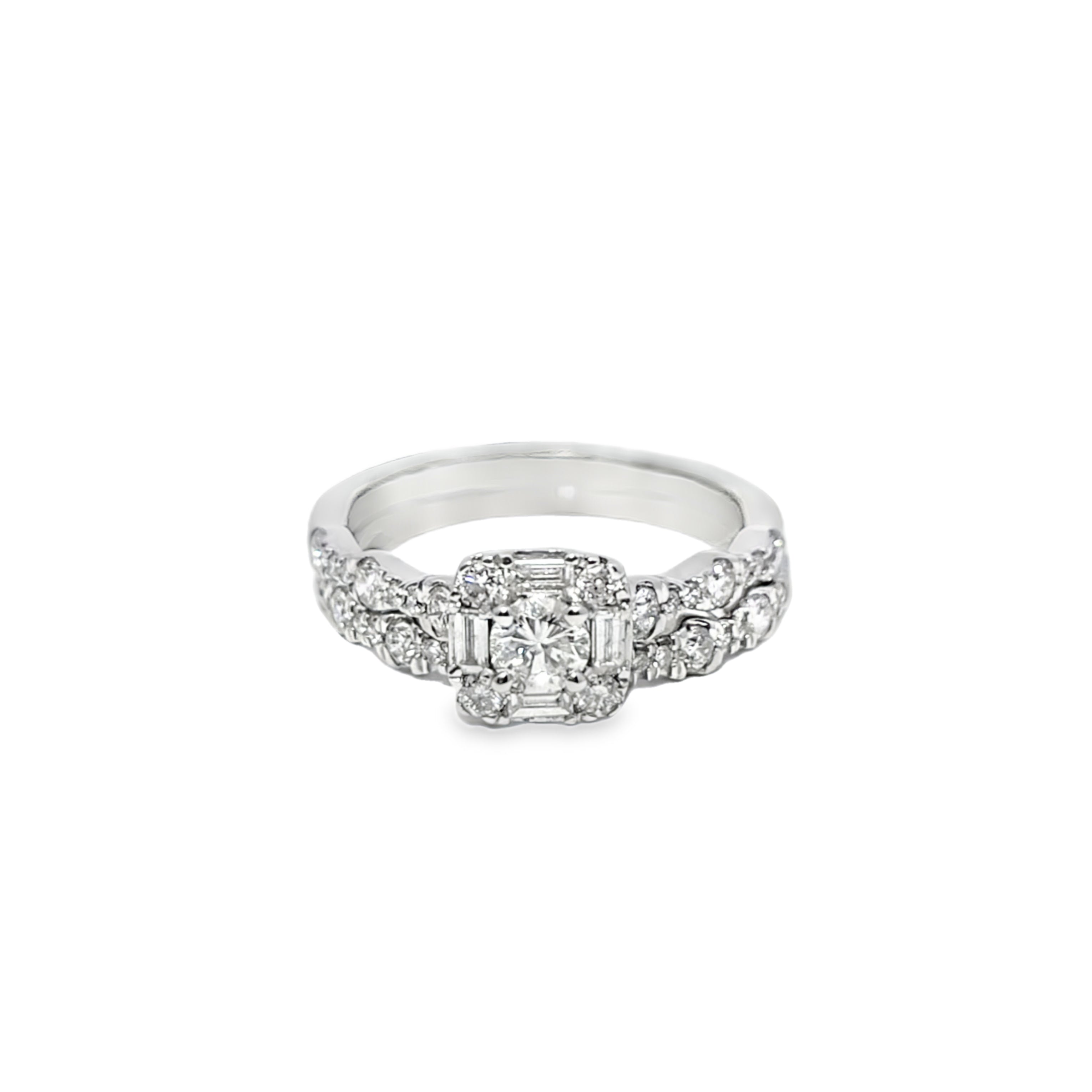14K White Gold Princess Cut Diamond Engagement Ring 1.00 ctw | Elegant Bridal Set – Jewelry Palace Lithonia GA