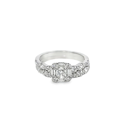 14K White Gold Princess Cut Diamond Engagement Ring 1.00 ctw | Elegant Bridal Set – Jewelry Palace Lithonia GA