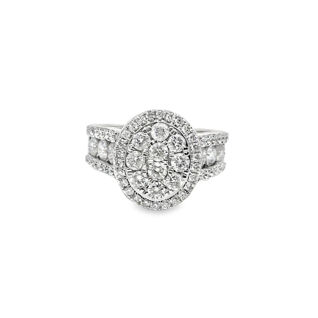 14K Yellow Gold Oval Halo Diamond Ring 1.99 ctw | Elegant Round Cut Bridal & Fashion Jewelry – Jewelry Palace Lithonia GA