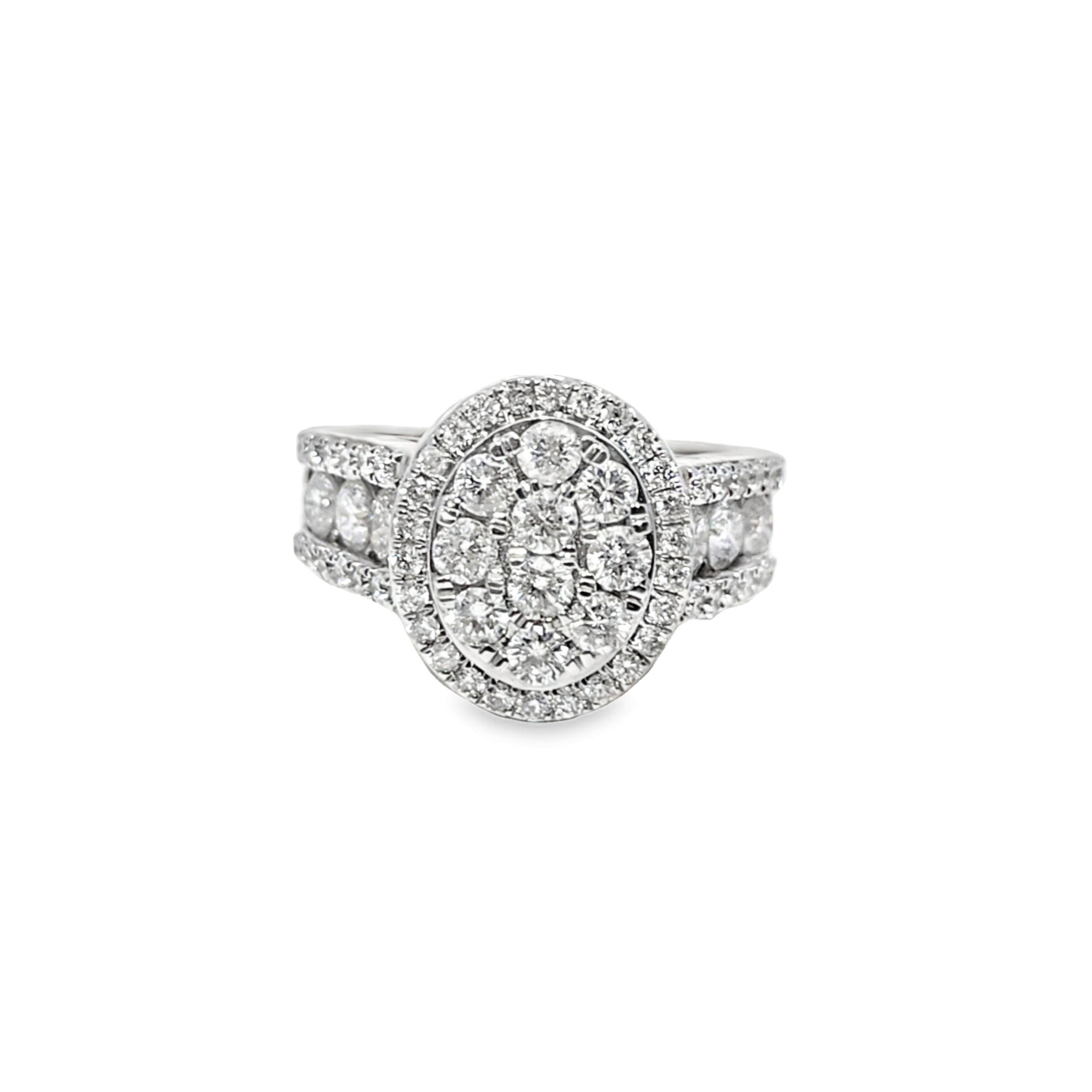 14K Yellow Gold Oval Halo Diamond Ring 1.99 ctw | Elegant Round Cut Bridal & Fashion Jewelry – Jewelry Palace Lithonia GA