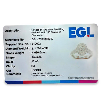 14K Rose and White Gold Round Cut Diamond Halo Engagement Ring 1.25 ctw | Elegant Bridal Jewelry – Jewelry Palace Lithonia GA