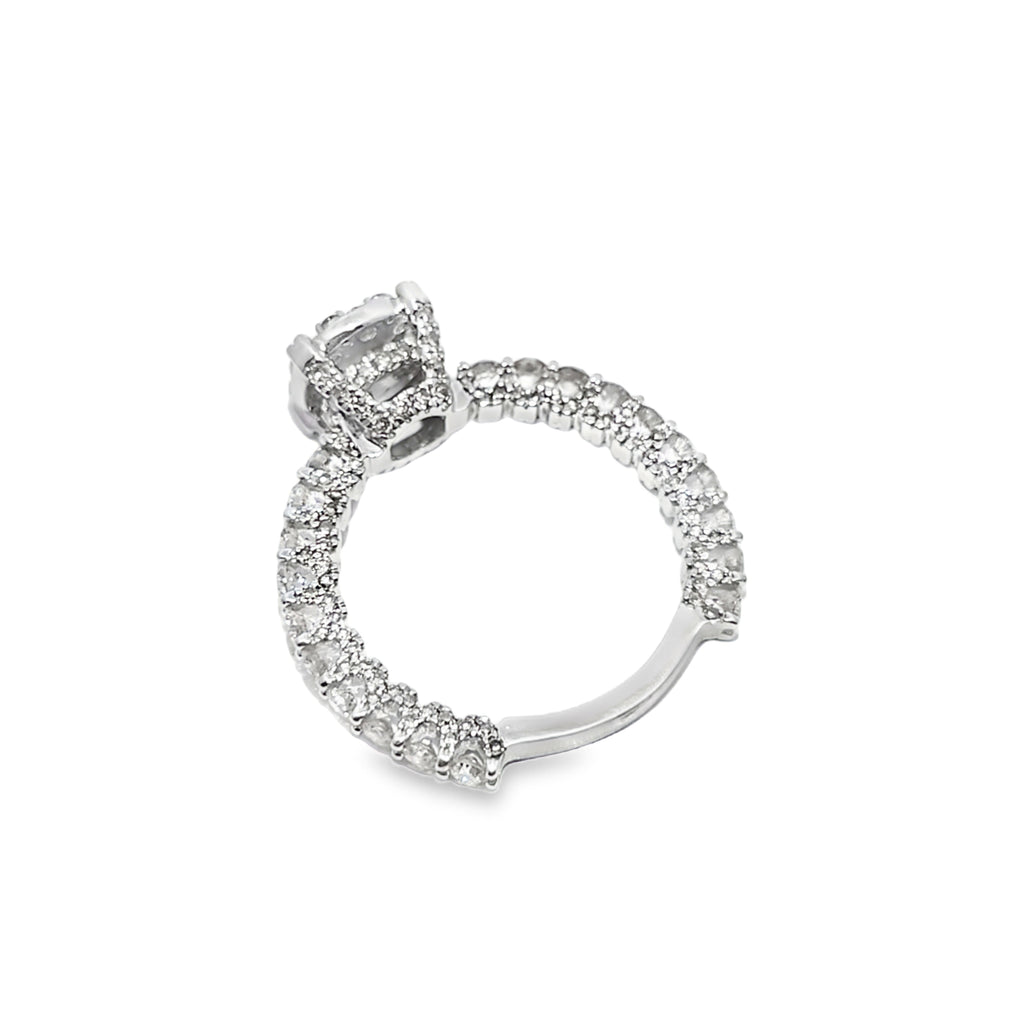 14K White Gold Halo Cluster Diamond Wedding Ring 2.75 ctw | Jewelry Palace Lithonia GA