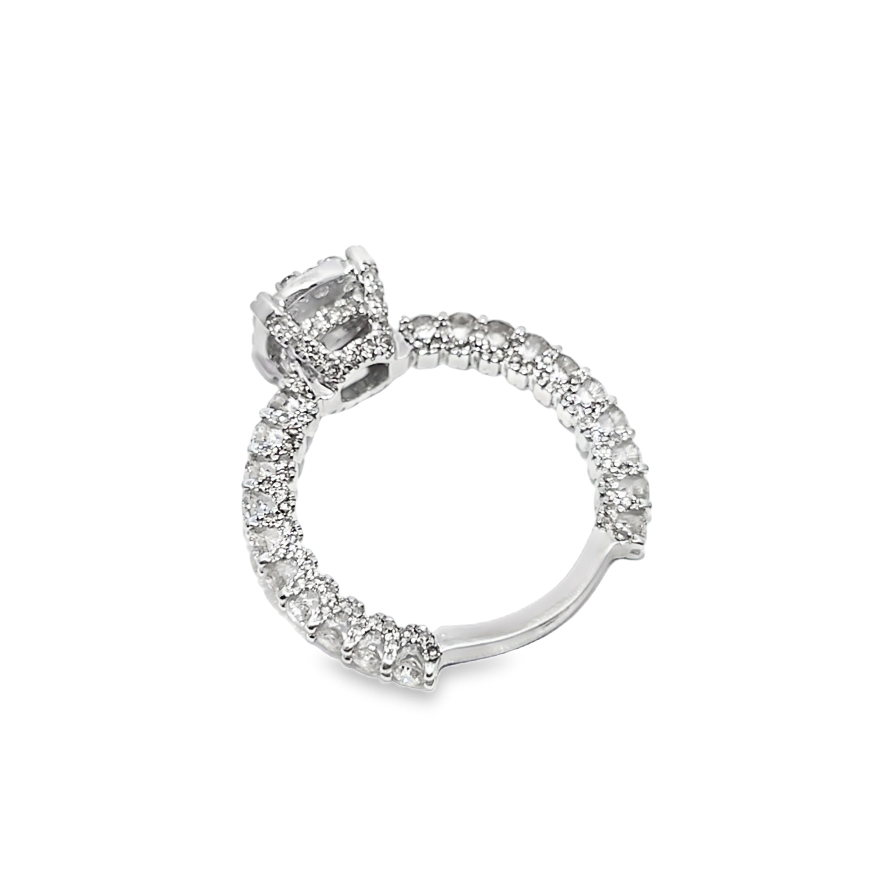 14K White Gold Halo Cluster Diamond Wedding Ring 2.75 ctw | Jewelry Palace Lithonia GA