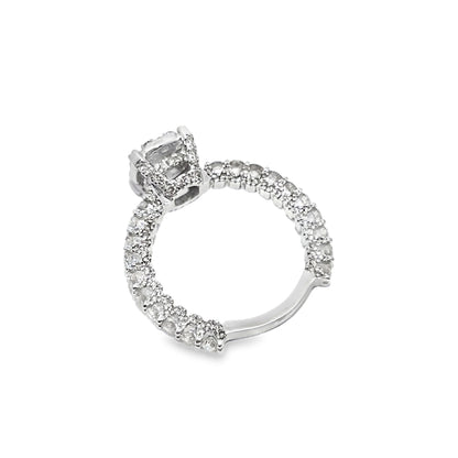 14K White Gold Halo Cluster Diamond Wedding Ring 2.75 ctw | Jewelry Palace Lithonia GA