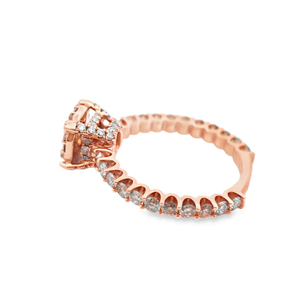 14K Rose Gold Round Cut Diamond Engagement Ring 2.25 CTW