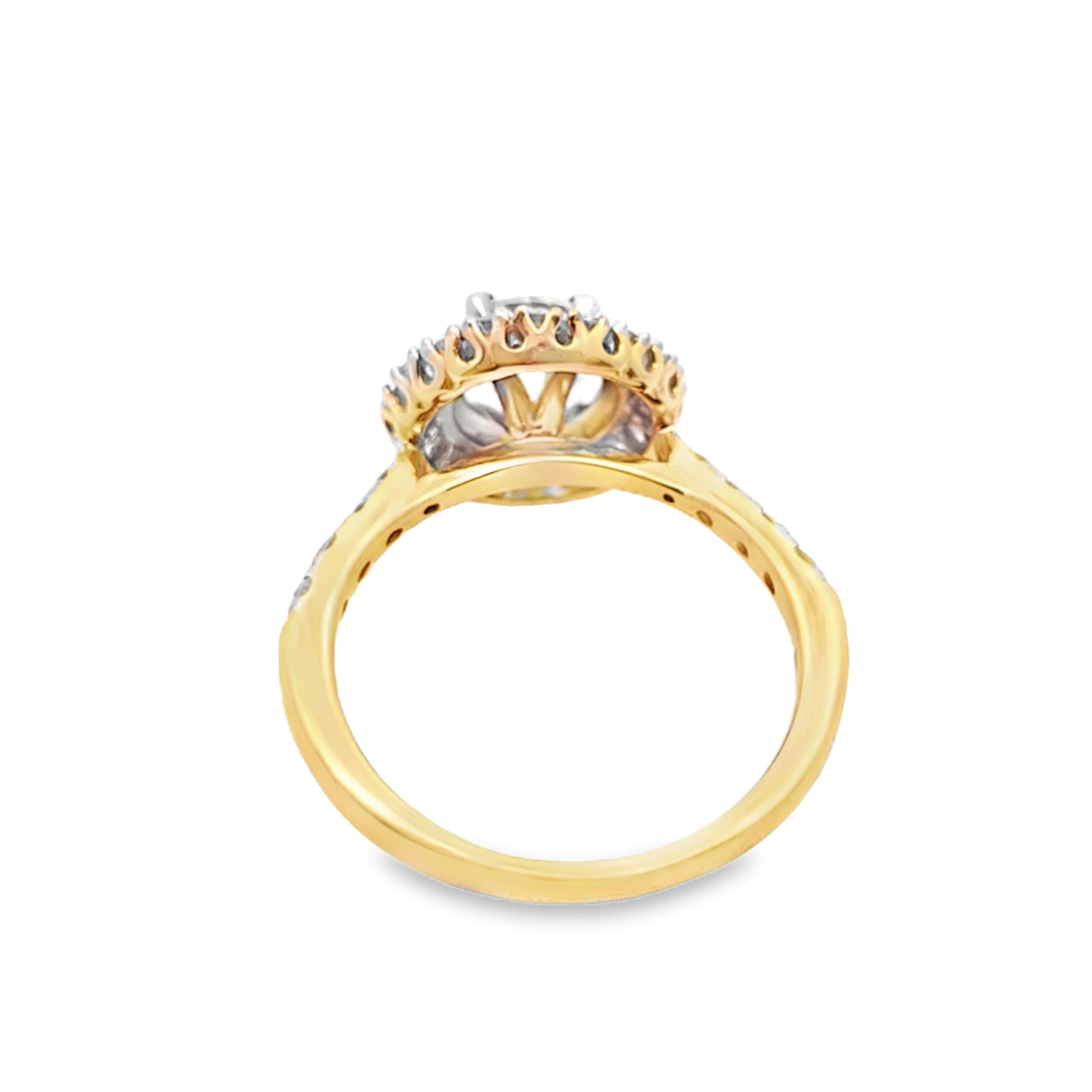 14K Yellow Gold Round Cut Diamond Double Halo Engagement Ring 1.75 CTW
