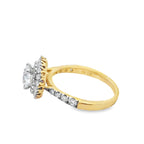 14K Yellow Gold Round Cut Diamond Double Halo Engagement Ring 1.75 CTW