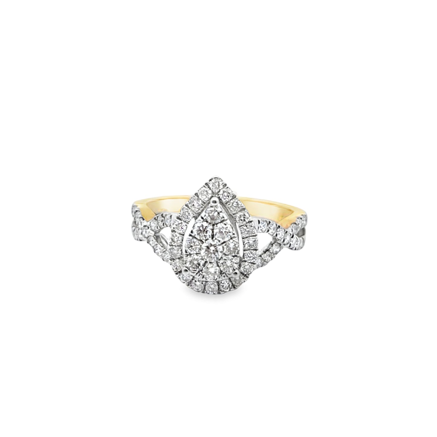 10K Yellow Gold Pear Cut Diamond Bridal Ring Set 1.00 CTW
