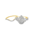 10K Yellow Gold Pear Cut Diamond Bridal Ring Set 1.00 CTW
