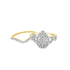 10K Yellow Gold Pear Cut Diamond Bridal Ring Set 1.00 CTW