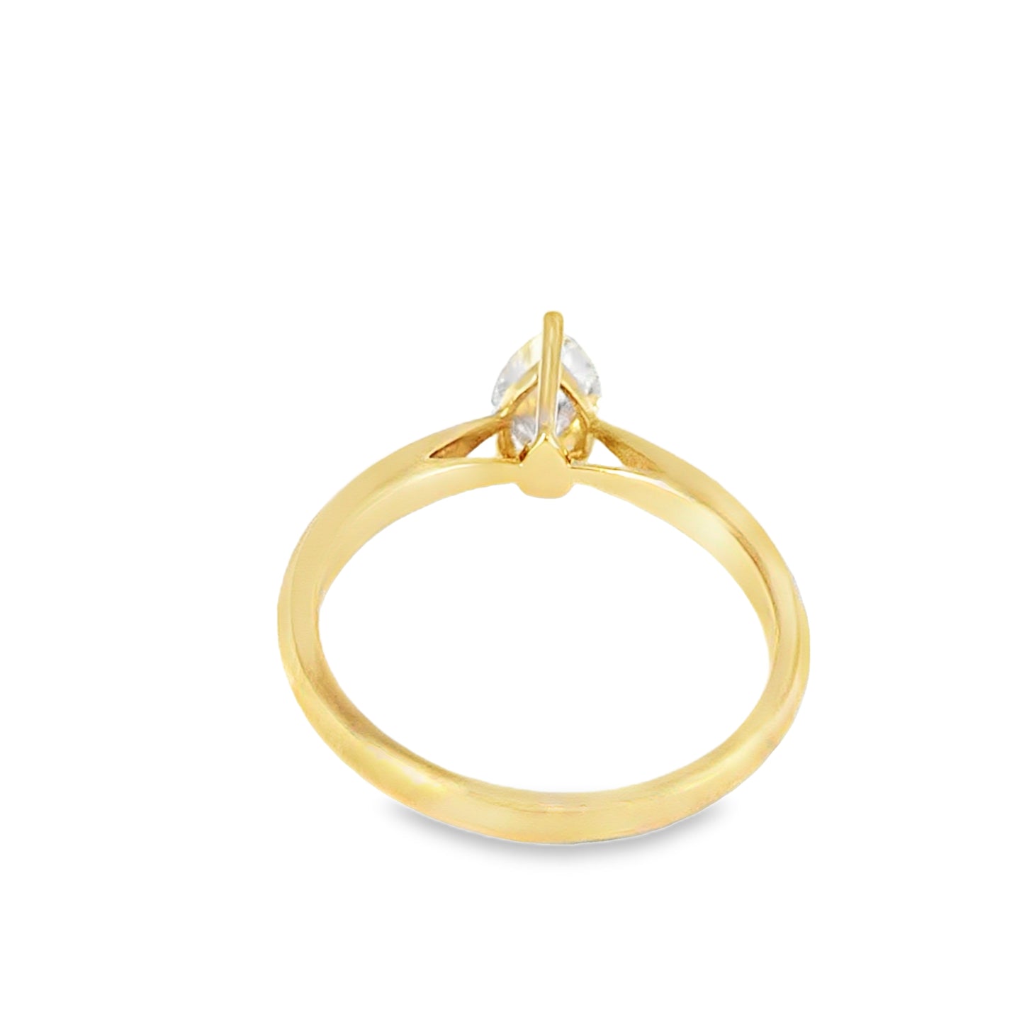 14K Yellow Gold Pear Shape Diamond Solitaire Engagement Ring 0.75 CTW