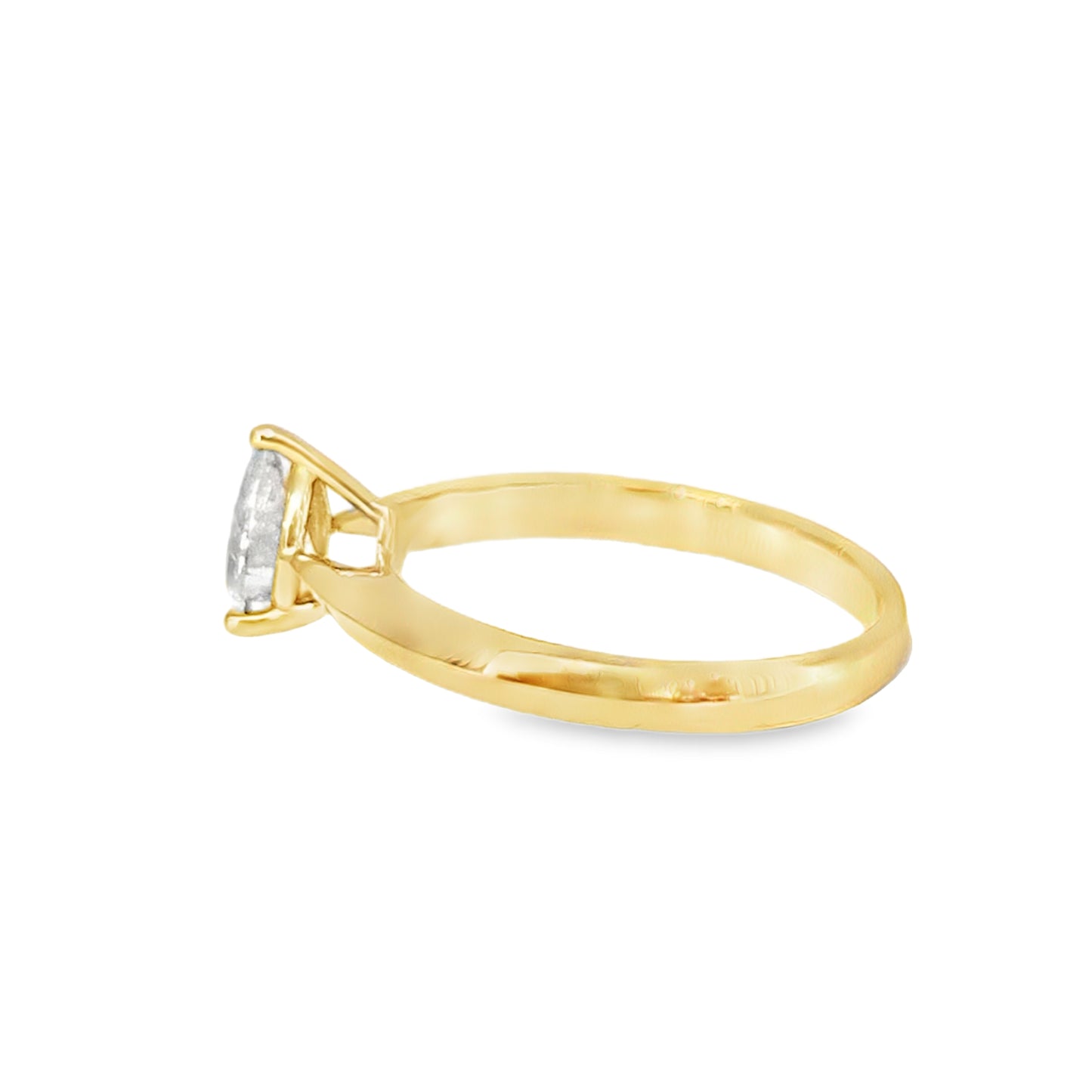 14K Yellow Gold Pear Shape Diamond Solitaire Engagement Ring 0.75 CTW