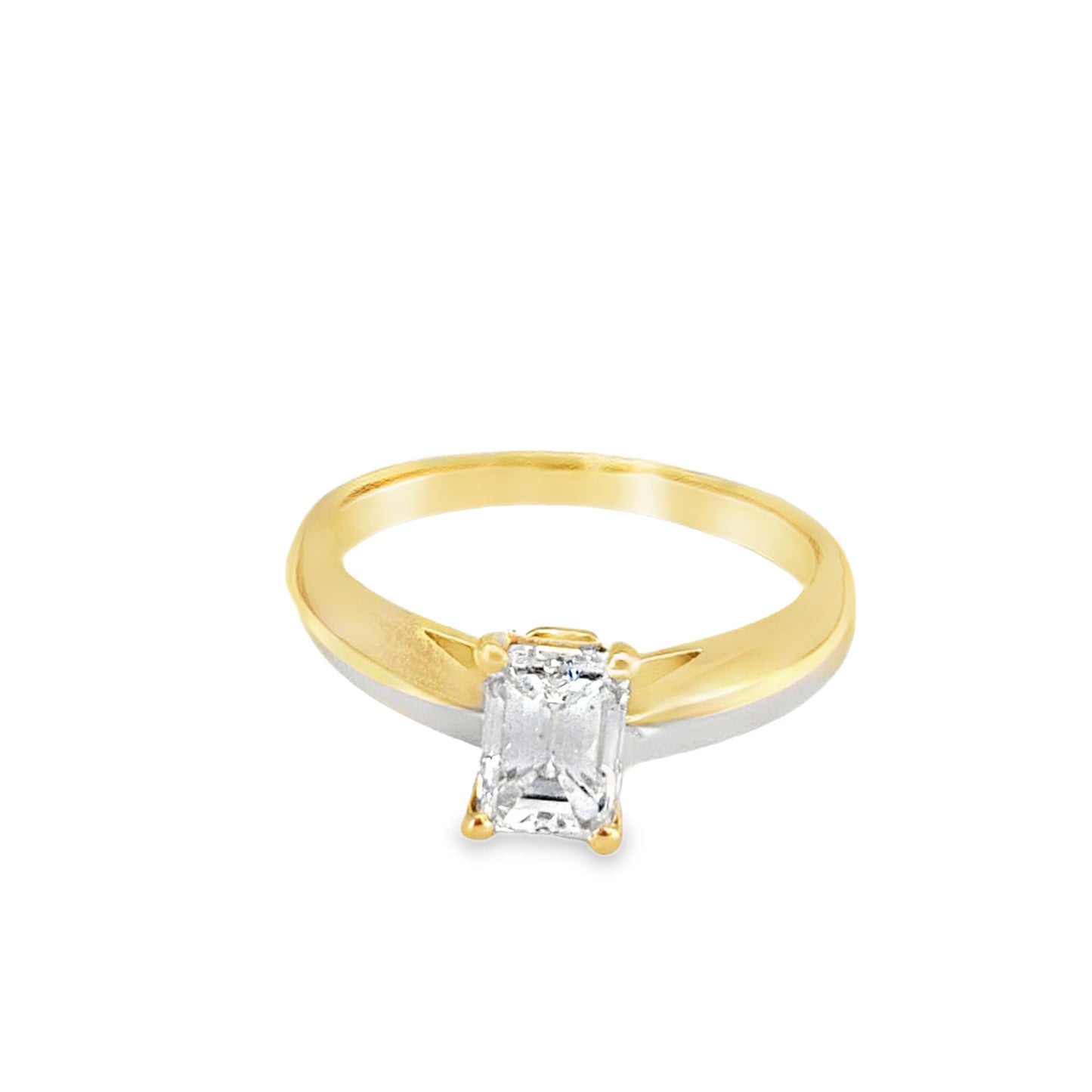 14K Yellow Gold Emerald Cut Diamond Solitaire Engagement Ring 1.00 CTW