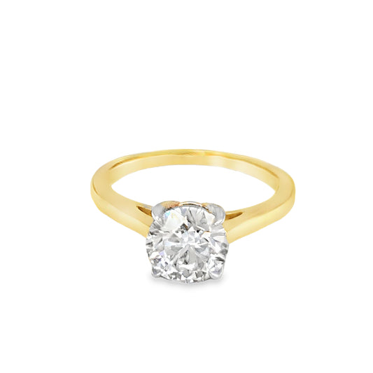 14K Yellow Gold Diamond Solitaire Engagement Ring 1.50 CTW | Round Brilliant Cut Classic Setting