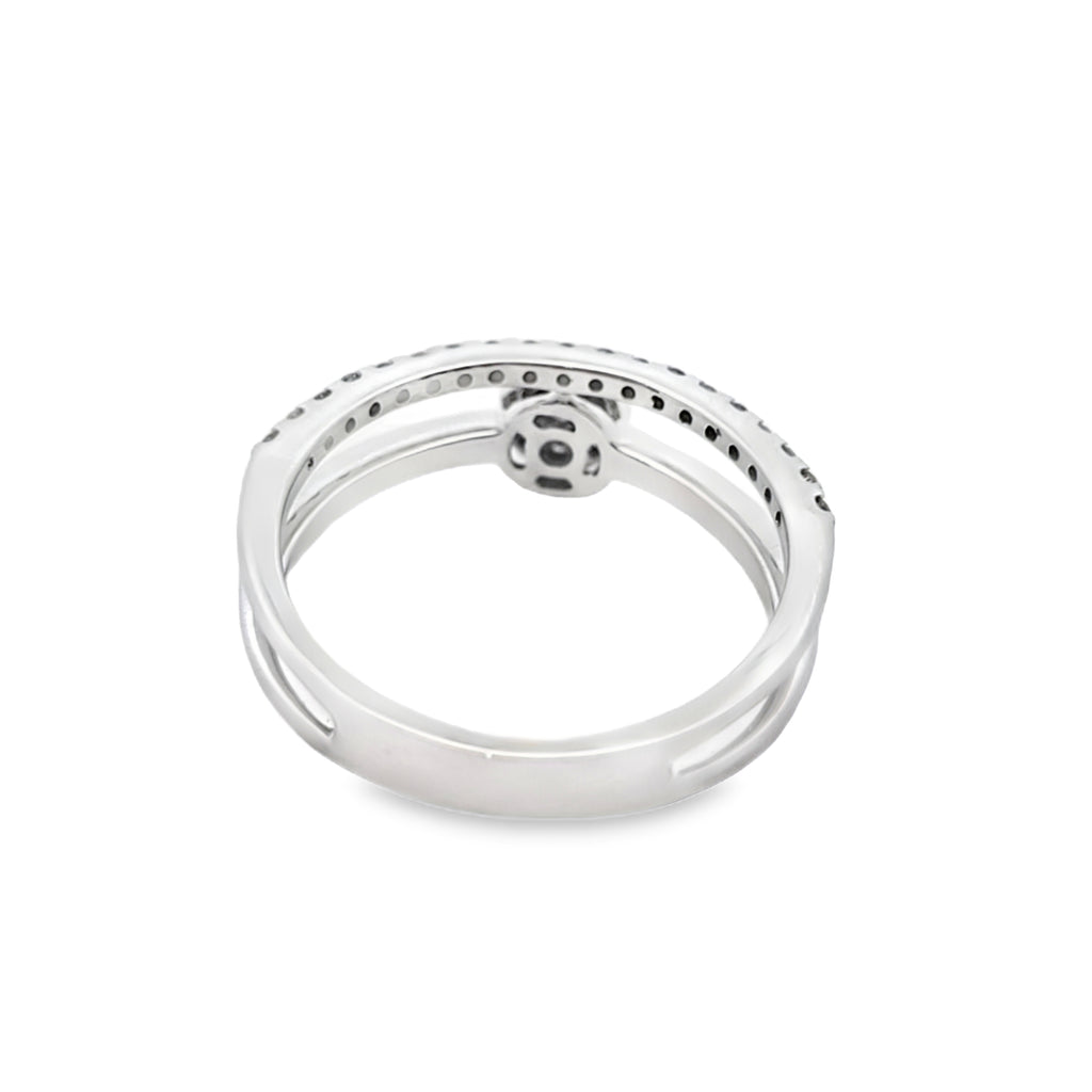 14K White Gold Diamond Cluster Stacking Ring 0.32 CTW – Dainty Pavé Band Promise Ring
