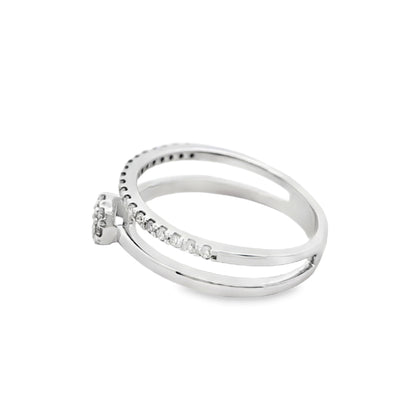14K White Gold Diamond Cluster Stacking Ring 0.32 CTW – Dainty Pavé Band Promise Ring