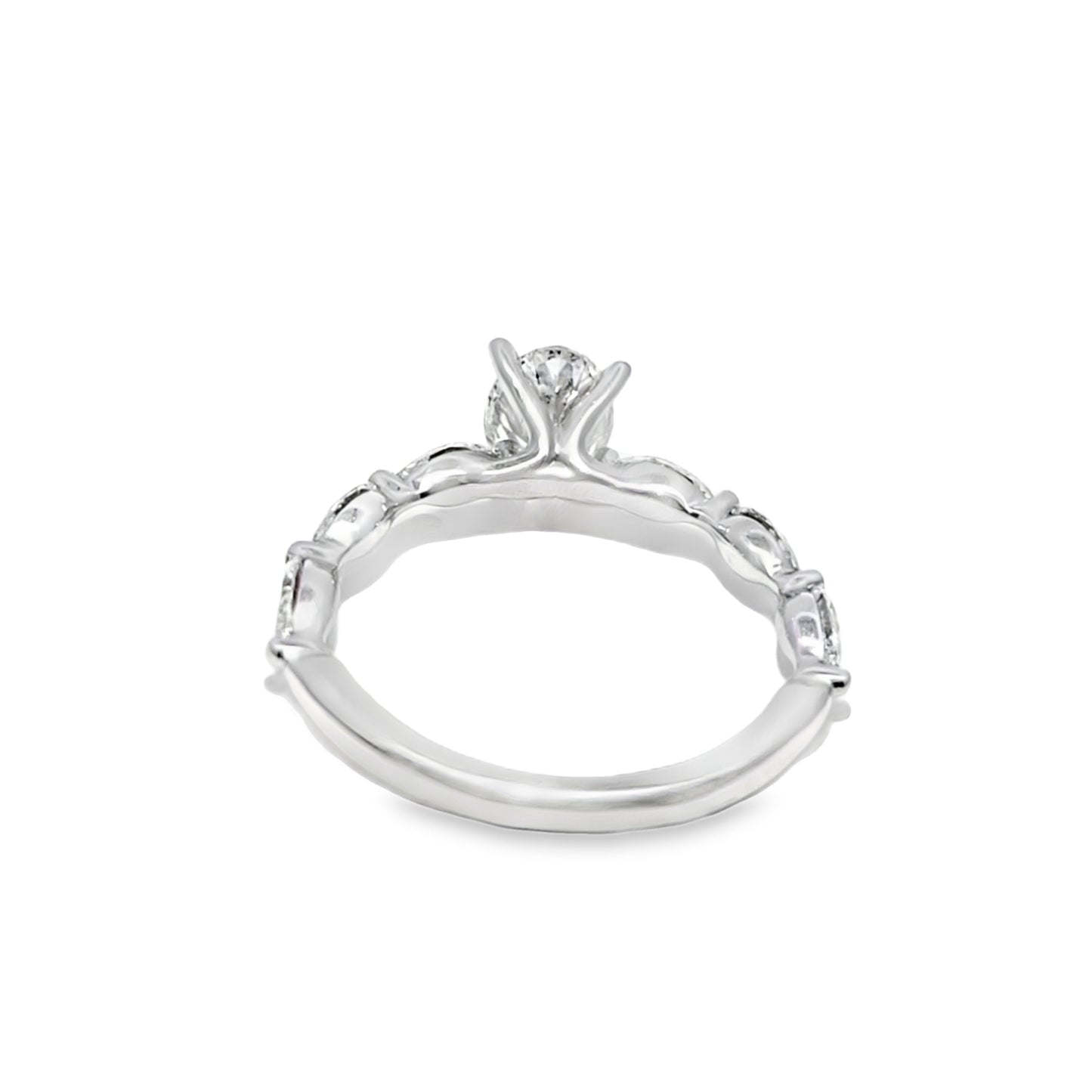 14K White Gold Diamond Engagement Ring with Oval Cut Center 1.625 ctw | Marquise Accent Bridal Ring – Jewelry Palace