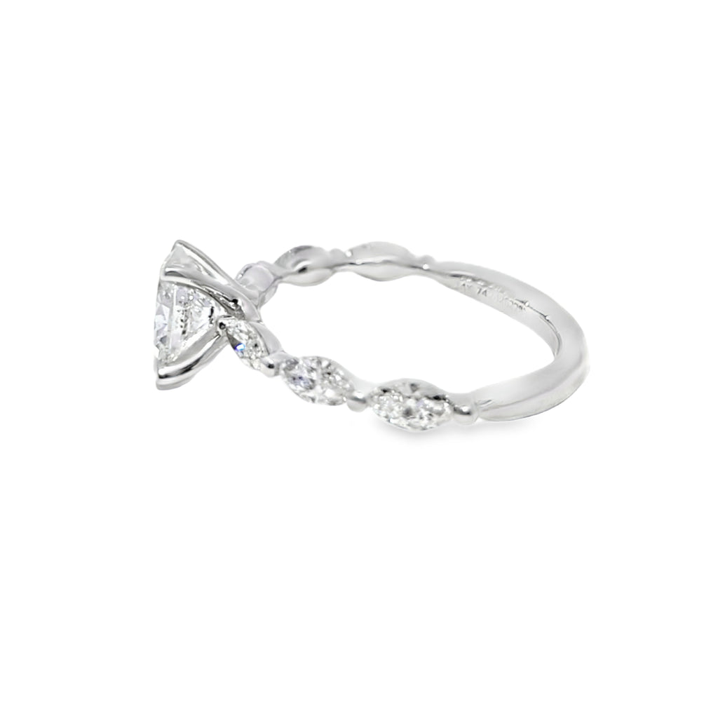 14K White Gold Diamond Engagement Ring with Oval Cut Center 1.625 ctw | Marquise Accent Bridal Ring – Jewelry Palace